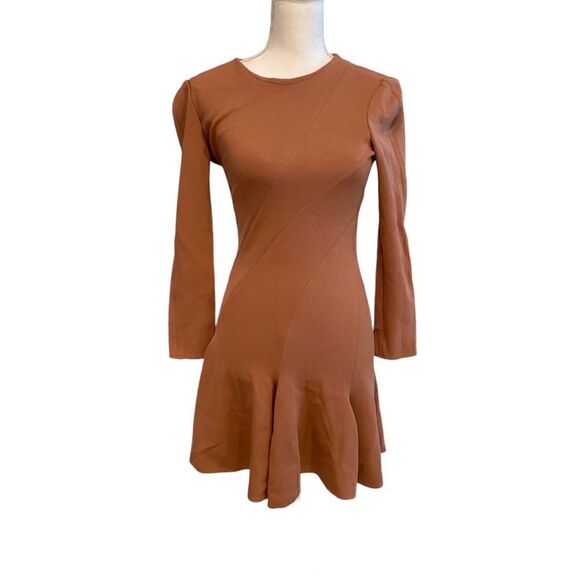 Carven Bois De Rose Terracotta Crepe Mini Dress Size 2 - Picture 3 of 6